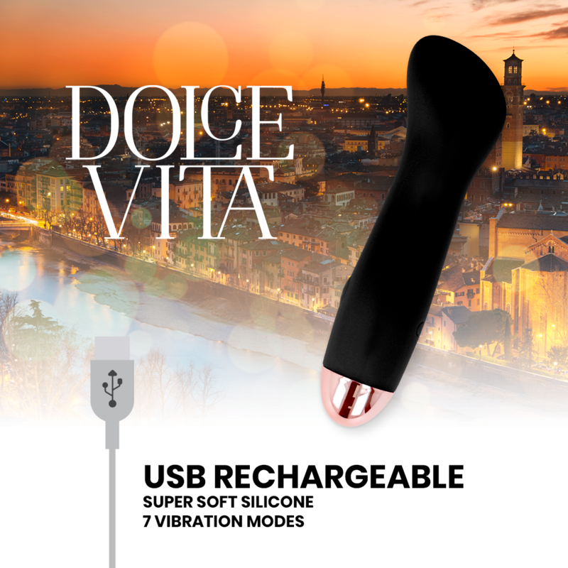 DOLCE VITA - ONE BLACK VIBRATORE RICARICABILE 7 VELOCITÀ