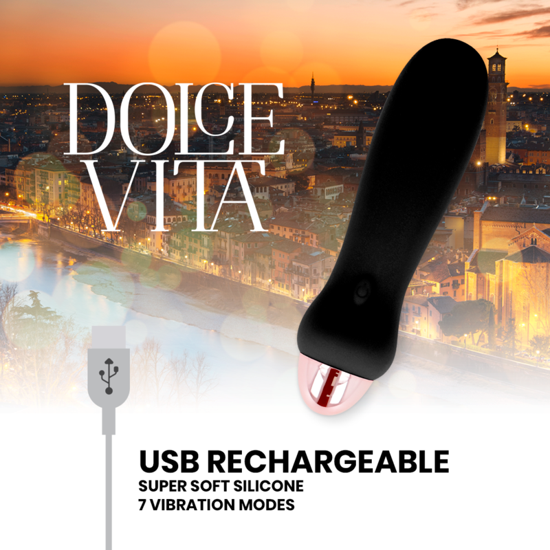 DOLCE VITA - VIBRATORE RICARICABILE FIVE NERO 7 VELOCITÀ
