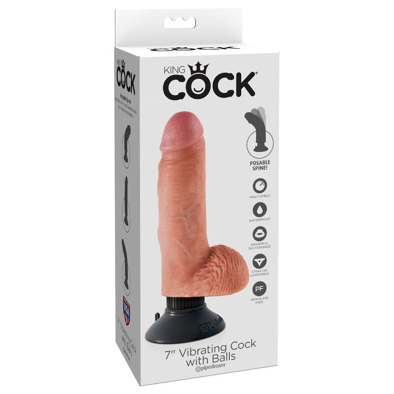KING COCK - DILDO VIBRATORE CON TESTICOLI 17,78 CM NATURALE