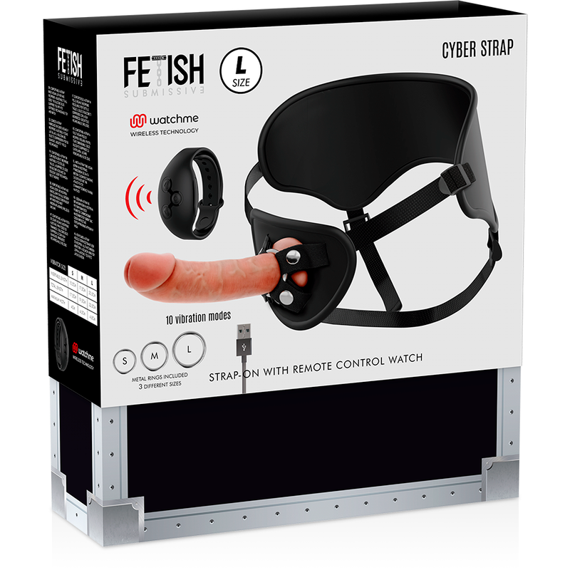 FETISH SUBMISSIVE CYBER STRAP - IMBRACATURA CON DILDO TELECOMANDO TECNOLOGIA WATCHME L