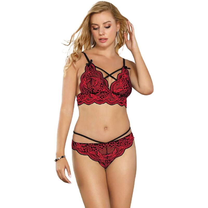 SUBBLIME - SET DUE PEZZI L/XL TOP IN PIZZO E SLIP