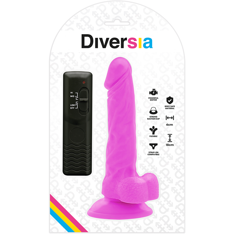 DIVERSIA - DILDO REALISTICO FLESSIBILE VIBRANTE LILLA 18 CM -O- 4 CM
