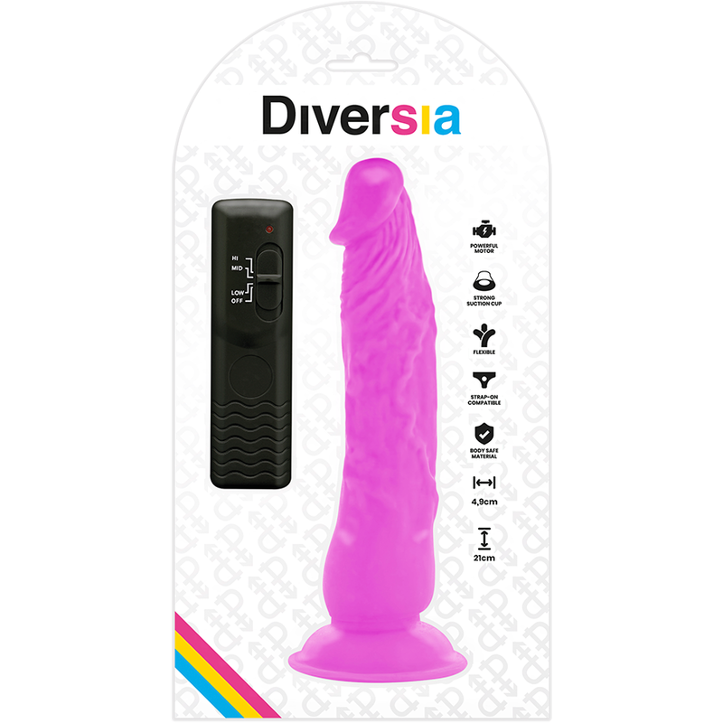 DIVERSIA - DILDO REALISTICO FLESSIBILE VIBRANTE LILLA 21 CM -O- 4,9 CM