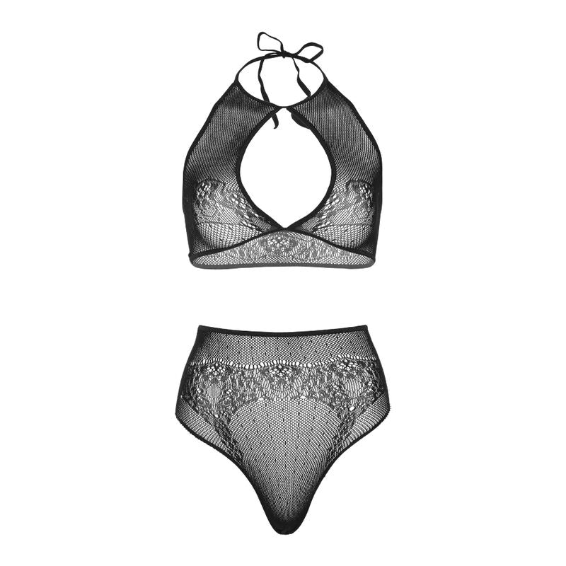 LEG AVENUE - SET DOS PIEZAS TOP CORTO CUELLO HALTER Y TANGA TALLA ÚNICA