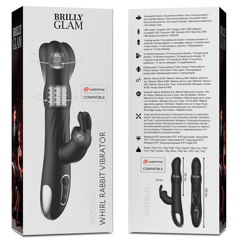 BRILLY GLAM - VIBRATORE E ROTATORE MOEBIUS RABBIT COMPATIBILE CON LA TECNOLOGIA WIRELESS WATCHME
