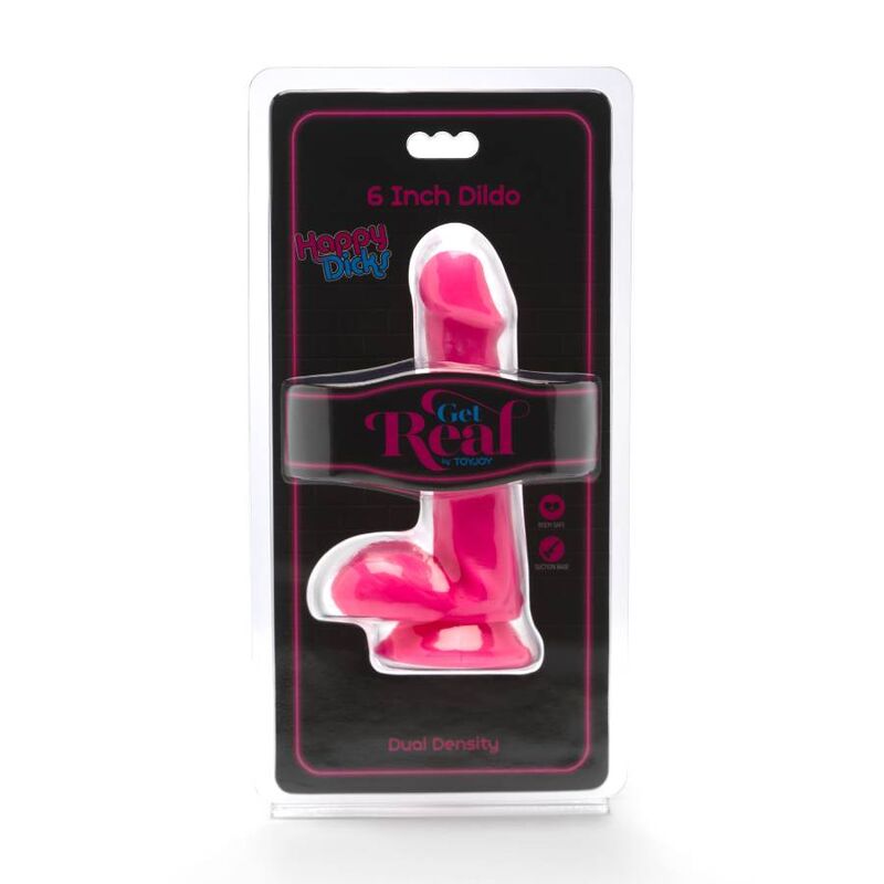DIVENTA REALE - DILDO HAPPY DICKS 12 CM CON TESTICOLI ROSA