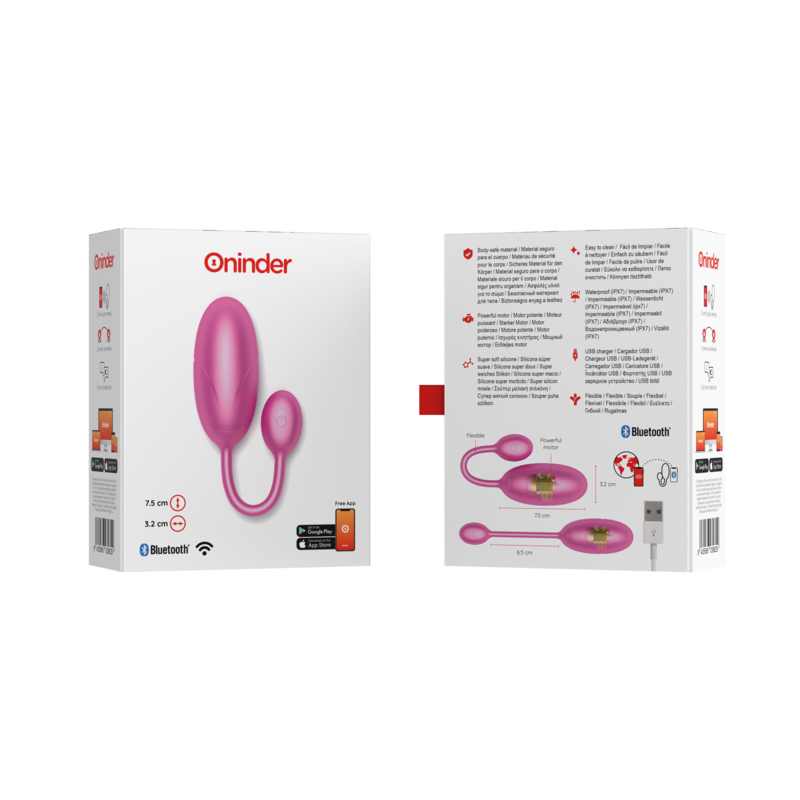 ONINDER - TOKYO HUEVO VIBRADOR NEGRO 7.5 X 3.2 CM - APP GRATUITA