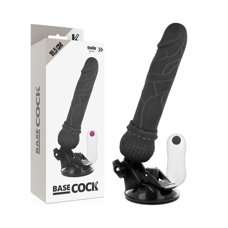 BASECOCK - VIBRATORE REALISTICO TELECOMANDO NERO 19,5 CM -O- 4 CM