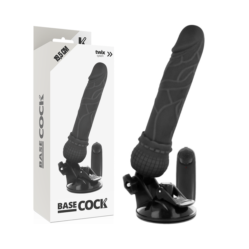 BASECOCK - VIBRATORE REALISTICO TELECOMANDO NERO 19,5 CM -O- 4 CM