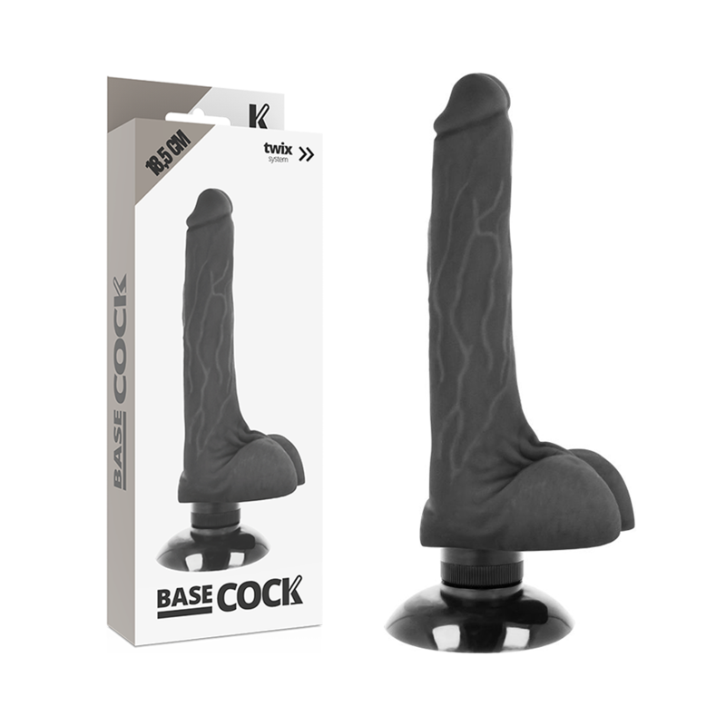BASECOCK - VIBRATORE REALISTICO 2-1 NERO 18,5 CM -O- 4 CM