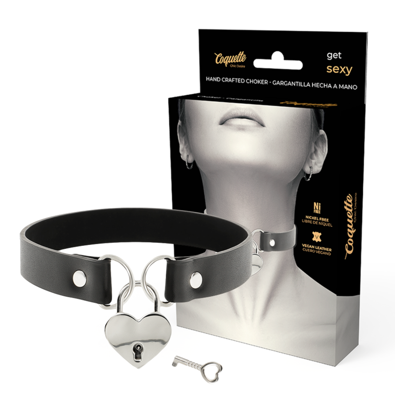COQUETTE CHIC DESIRE - COLLANA IN PELLE VEGANA CON CUORE E CHIAVE