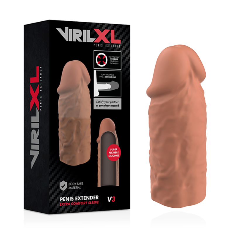 VIRILXL - ESTENSIONE PER PENE IN SILICONE LIQUIDO V3 MARRONE