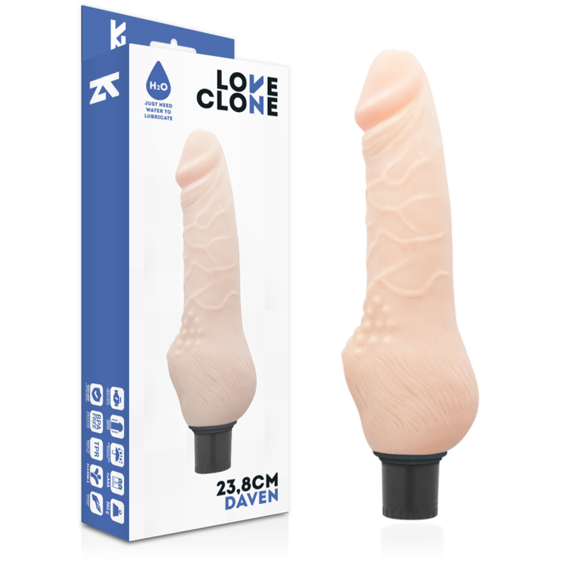 LOVECLONE - DAVEN VIBRATORE REALISTICO AUTOLUBRIFICANTE 23,8 CM -O- 3,8 CM