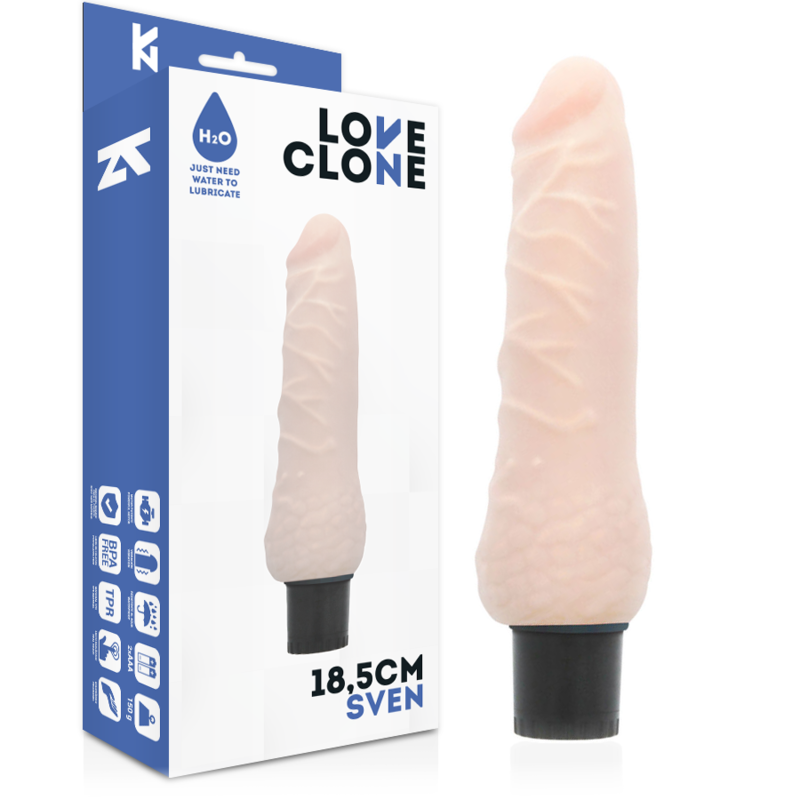 LOVECLONE - SVEN VIBRATORE REALISTICO AUTOLUBRIFICANTE 18,5 CM -O- 3,3 CM