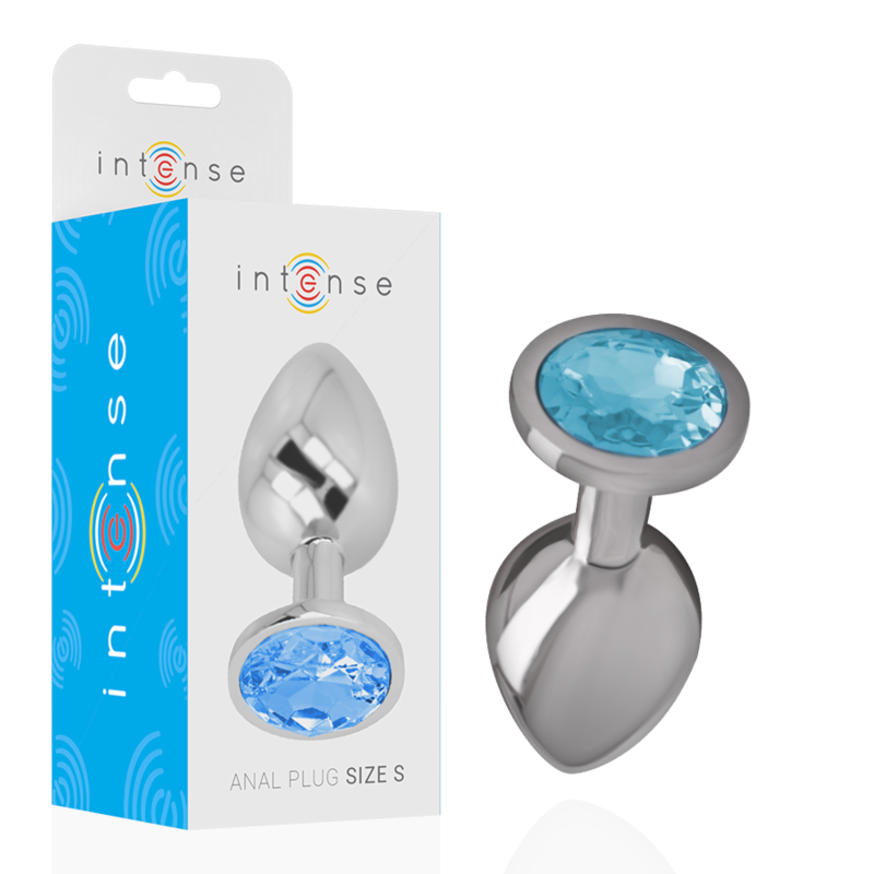 INTENSE - PLUG ANALE IN METALLO E ALLUMINIO CON VETRO BLU TAGLIA S