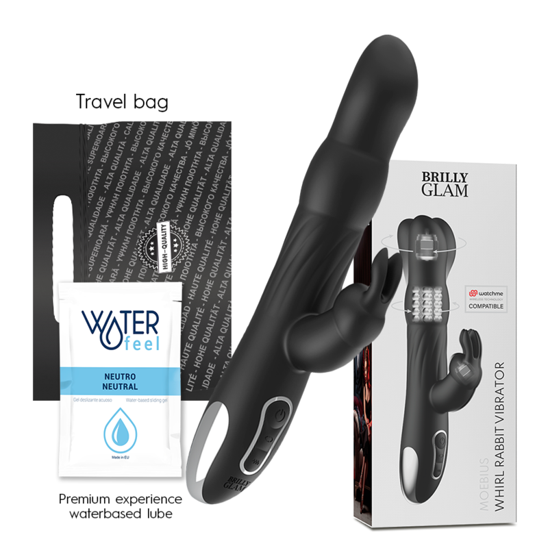 BRILLY GLAM - VIBRATORE E ROTATORE MOEBIUS RABBIT COMPATIBILE CON LA TECNOLOGIA WIRELESS WATCHME