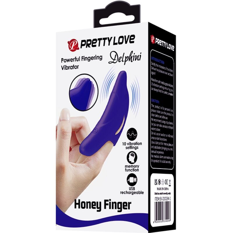 PRETTY LOVE - DELPHINI POTENTE STIMOLATORE PER DITA BLU SCURO