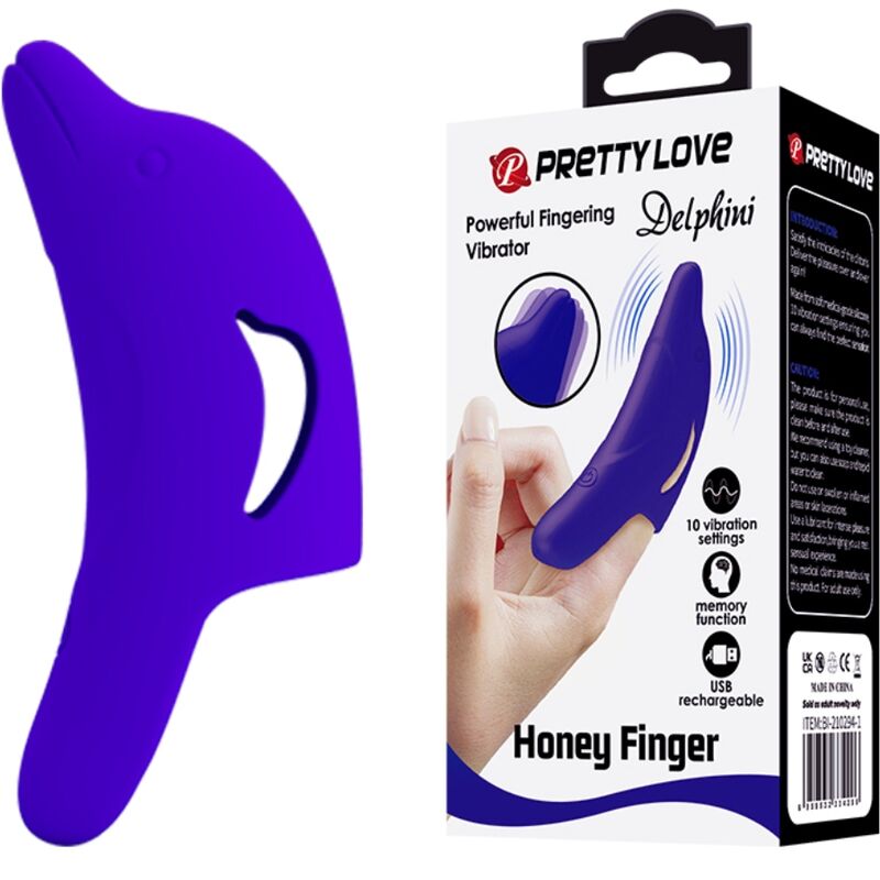 PRETTY LOVE - DELPHINI POTENTE STIMOLATORE PER DITA BLU SCURO