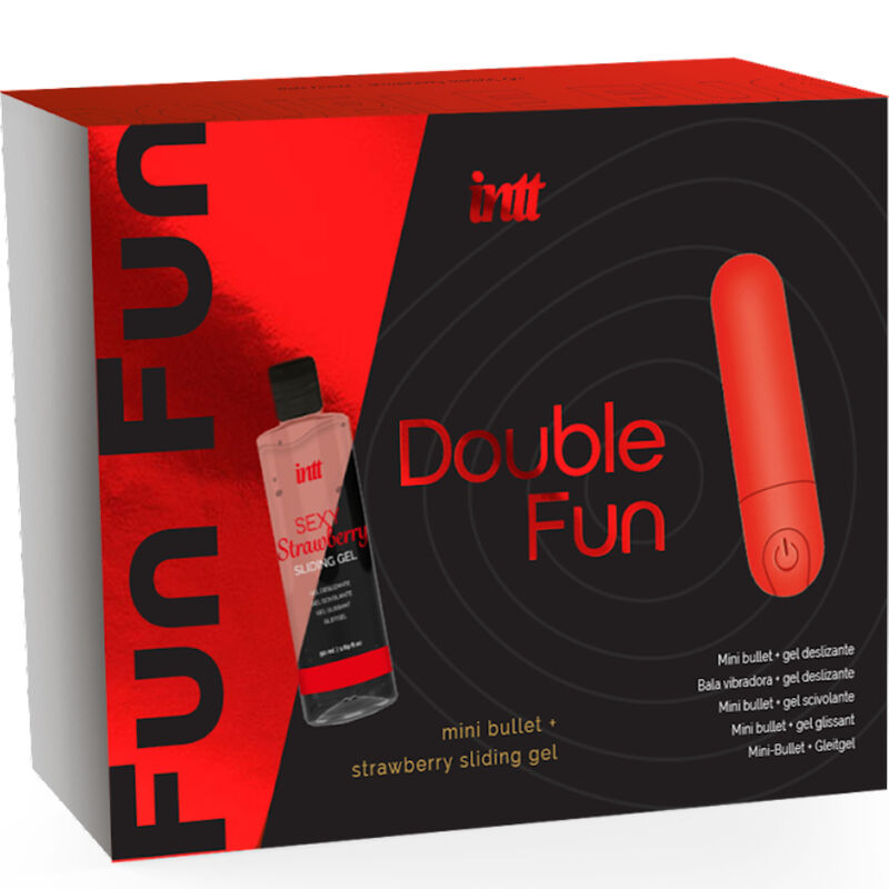 INTT RELEASES - KIT DOPPIO DIVERTIMENTO CON PROIETTILE VIBRANTE E GEL MASSAGGIANTE ALLA FRAGOLA