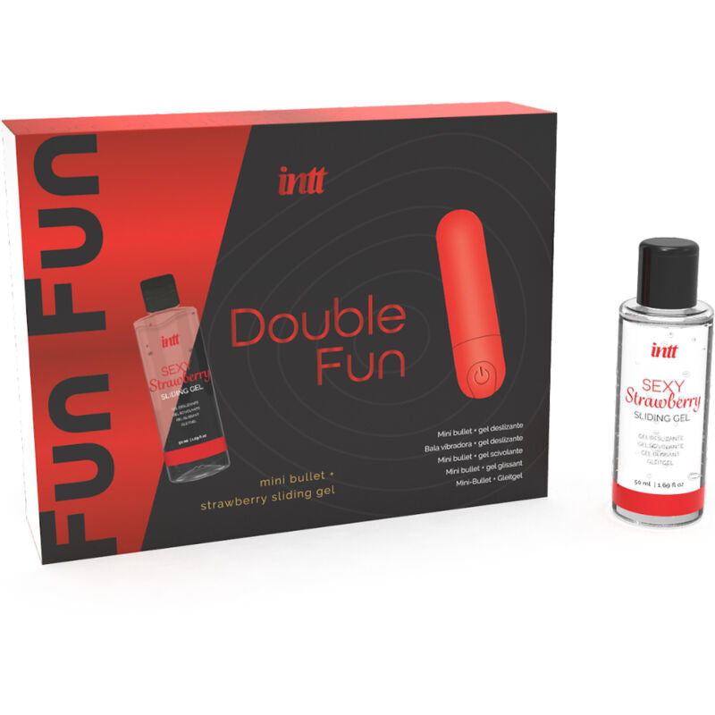 INTT RELEASES - KIT DOPPIO DIVERTIMENTO CON PROIETTILE VIBRANTE E GEL MASSAGGIANTE ALLA FRAGOLA