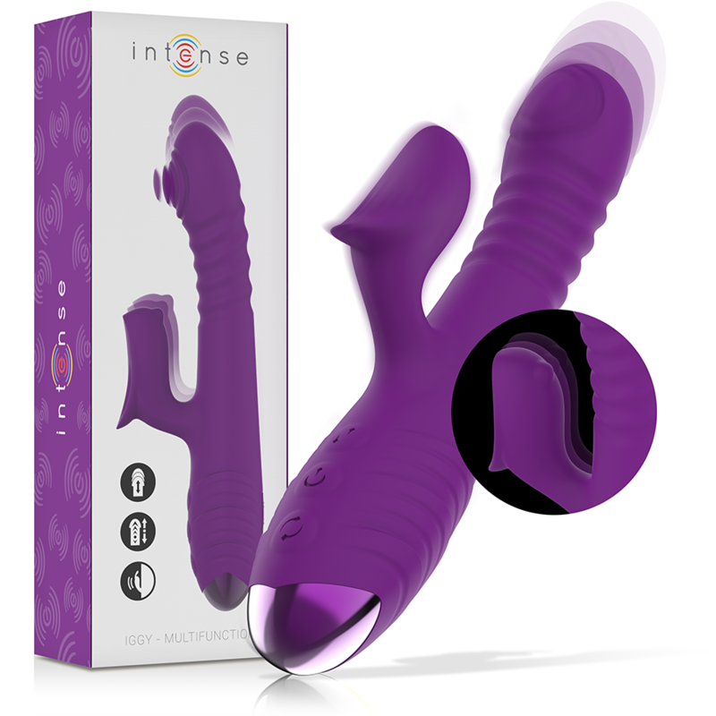INTENSE - IGGY VIBRATORE MULTIFUNZIONALE RICARICABILE UP & DOWN CON STIMOLATORE CLITORIDEO VIOLA