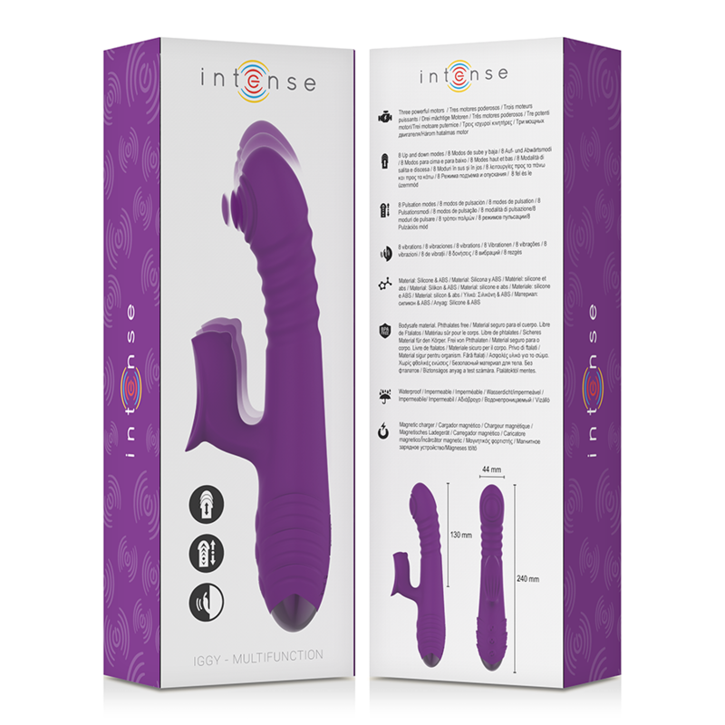 INTENSE - IGGY VIBRATORE MULTIFUNZIONALE RICARICABILE UP & DOWN CON STIMOLATORE CLITORIDEO VIOLA