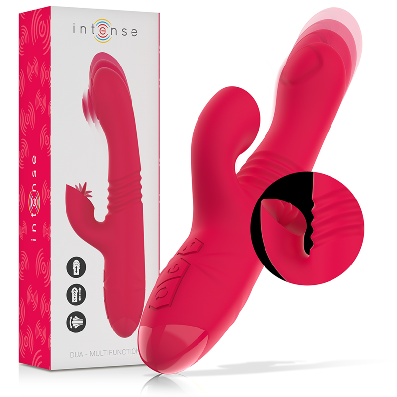 INTENSE - DUA VIBRATORE MULTIFUNZIONALE RICARICABILE SU E GIÙ CON LINGUA ROSSA
