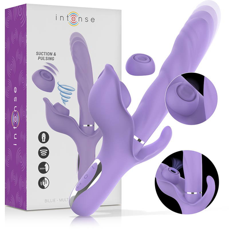 INTENSE - BILLIE VIBRATORE MULTIFUNZIONALE RICARICABILE A VENTOSA CON PULSANTE VIOLA