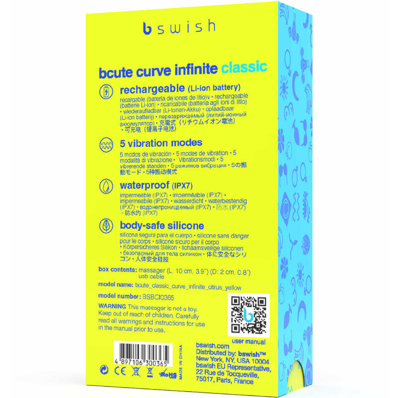 B SWISH - BCUTE CURVE INFINITE CLASSIC VIBRATORE RICARICABILE IN SILICONE GIALLO