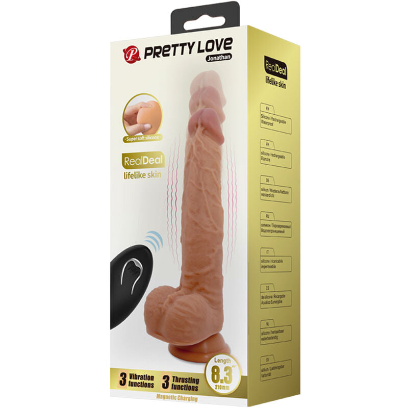 PRETTY LOVE - JONATHAN DILDO IN SILICONE 3 VIBRAZIONI + 3 MISURE DI INSERIMENTO TELECOMANDO 21 CM