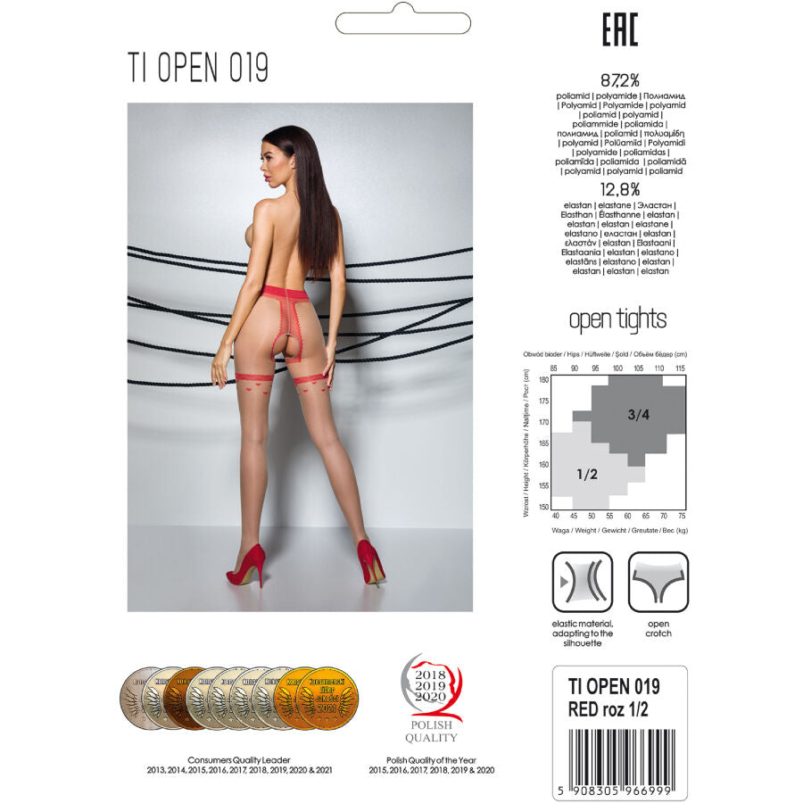 PASSION - TIOPEN 019 MEDIAS NEGRO/ROJO 3/4 20 DEN