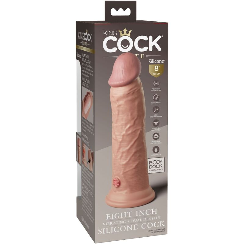 KING COCK - VIBRATORE REALISTICO ELITE E DILDO IN SILICONE 20,3 CM