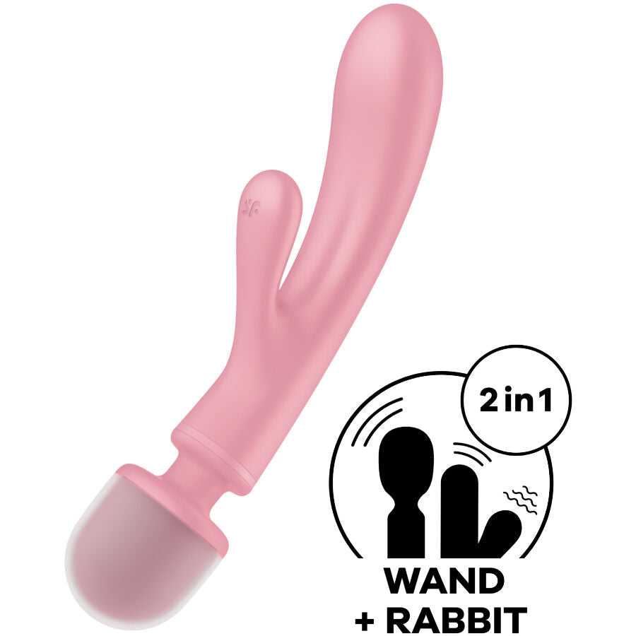 SATISFYER - TRIPLE LOVER MASAJEADOR VIBRADOR RABBIT GRIS