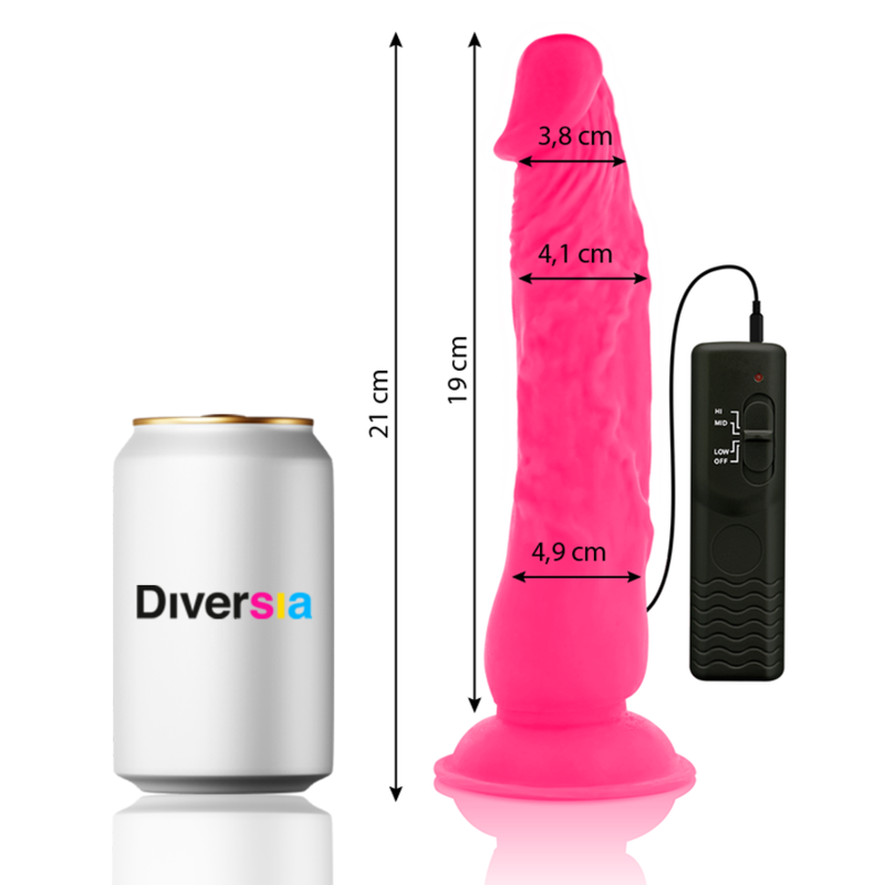 DIVERSIA - DILDO REALISTICO FLESSIBILE VIBRANTE ROSA 21 CM -O- 4,9 CM