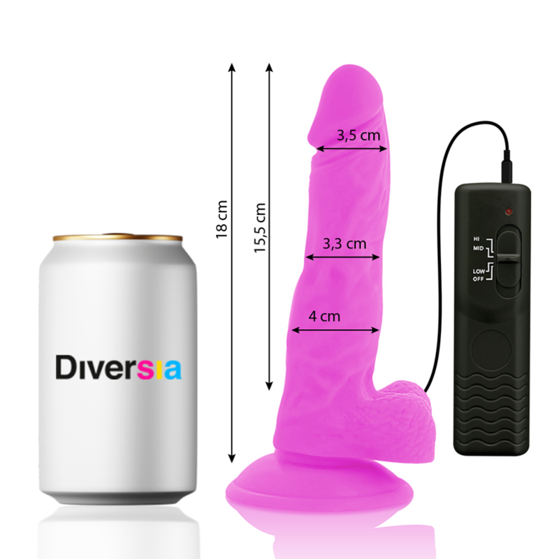 DIVERSIA - DILDO REALISTICO FLESSIBILE VIBRANTE LILLA 18 CM -O- 4 CM
