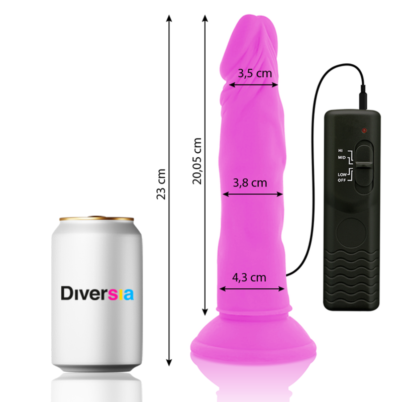 DIVERSIA - DILDO REALISTICO FLESSIBILE VIBRANTE LILLA 23 CM -O- 4,3 CM