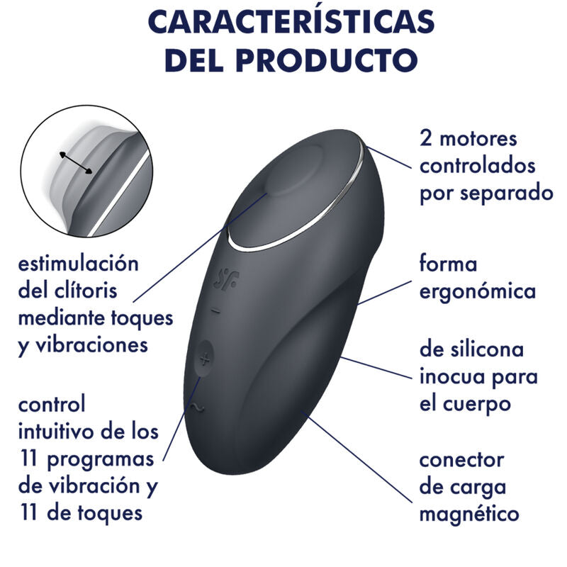 SATISFYER - TAP & CLIMAX 1 VIBRADOR LAY-ON GRIS