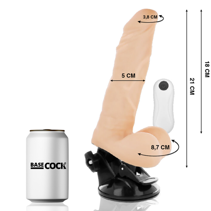 BASECOCK - VIBRATORE REALISTICO ARTICOLABILE TELECOMANDO NERO 21 CM -O- 5 CM