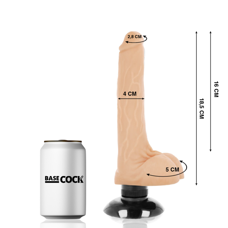BASECOCK - VIBRATORE REALISTICO 2-1 NERO 18,5 CM -O- 4 CM