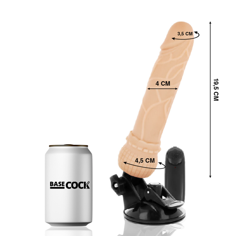 BASECOCK - VIBRATORE REALISTICO TELECOMANDO NERO 19,5 CM -O- 4 CM