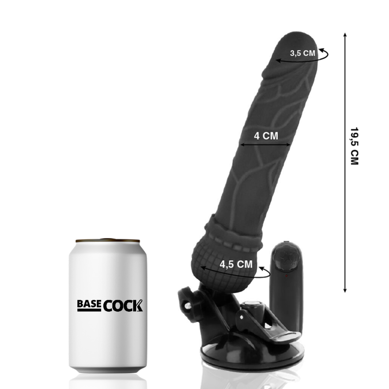 BASECOCK - VIBRATORE REALISTICO TELECOMANDO NERO 19,5 CM -O- 4 CM