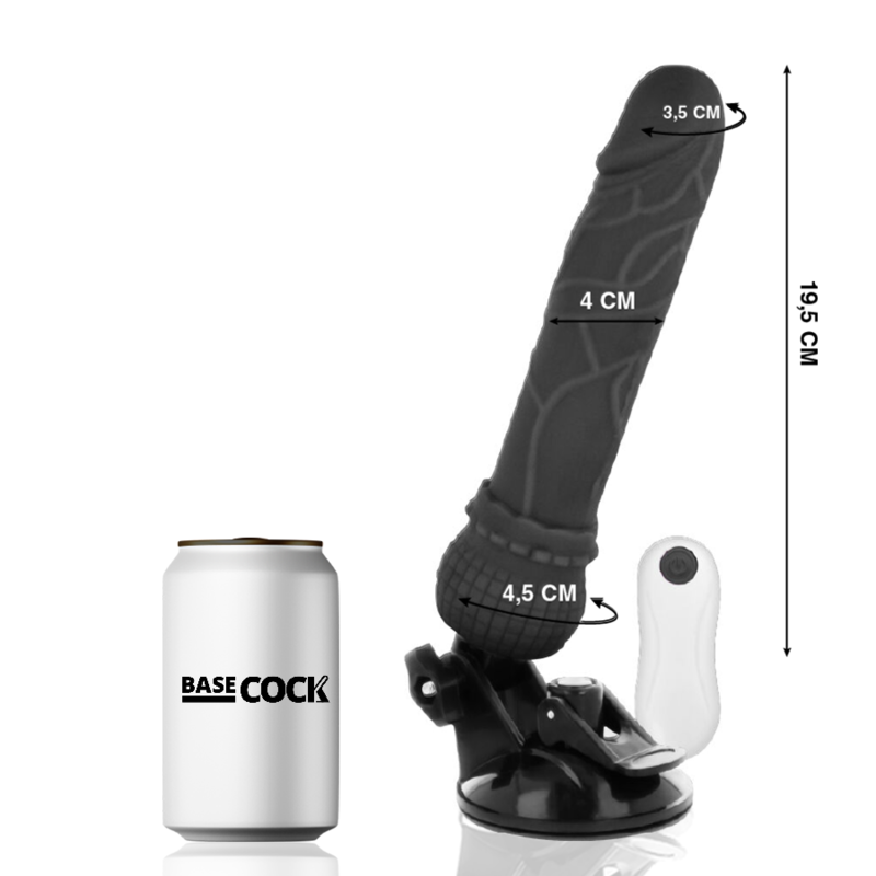 BASECOCK - VIBRATORE REALISTICO TELECOMANDO NERO 19,5 CM -O- 4 CM