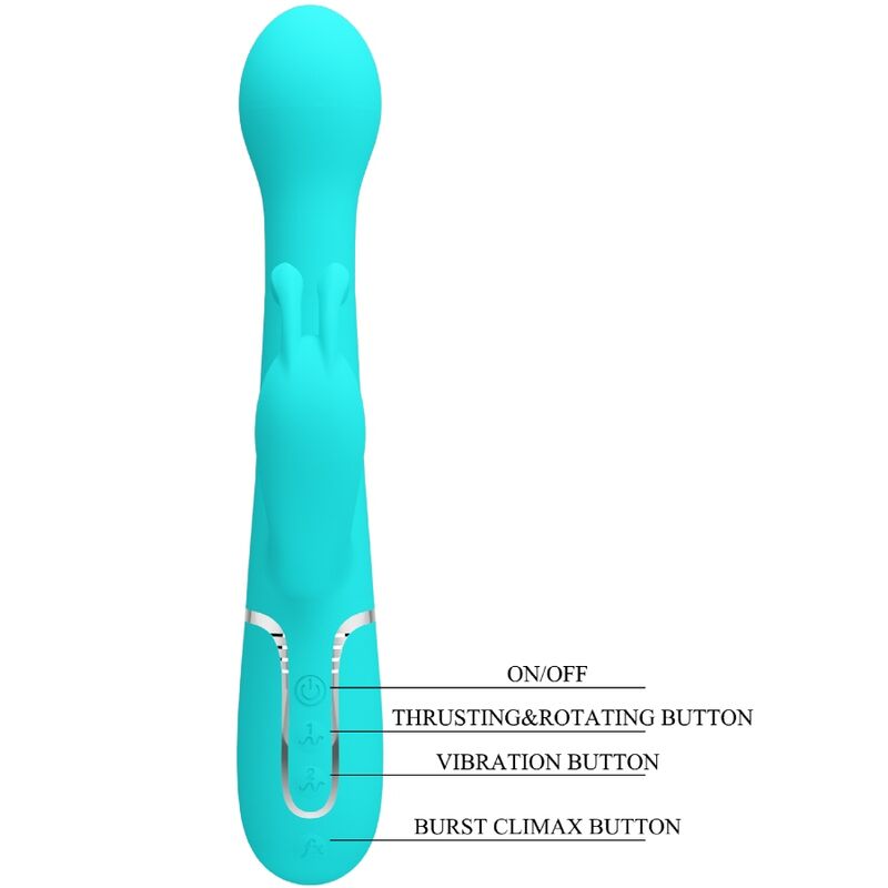 PRETTY LOVE - DEJON VIBRATORE RABBIT MULTIFUNZIONE 3 IN 1 VERDE ACQUA