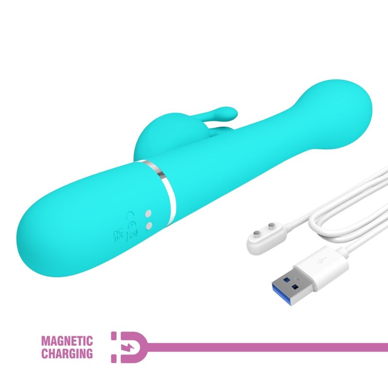 PRETTY LOVE - DEJON VIBRATORE RABBIT MULTIFUNZIONE 3 IN 1 VERDE ACQUA