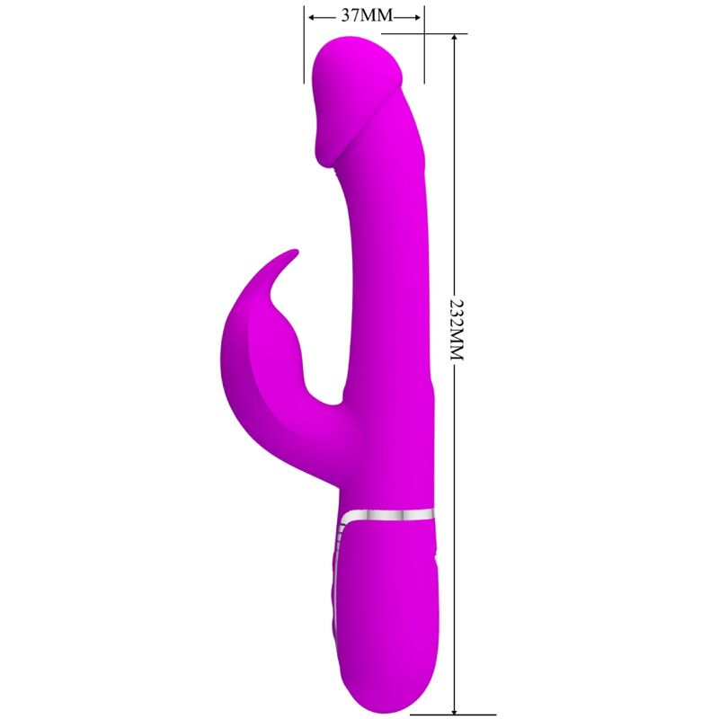 PRETTY LOVE - KAMPAS VIBRATORE CONIGLIO MULTIFUNZIONE 3 IN 1 CON LINGUA FUCSIA