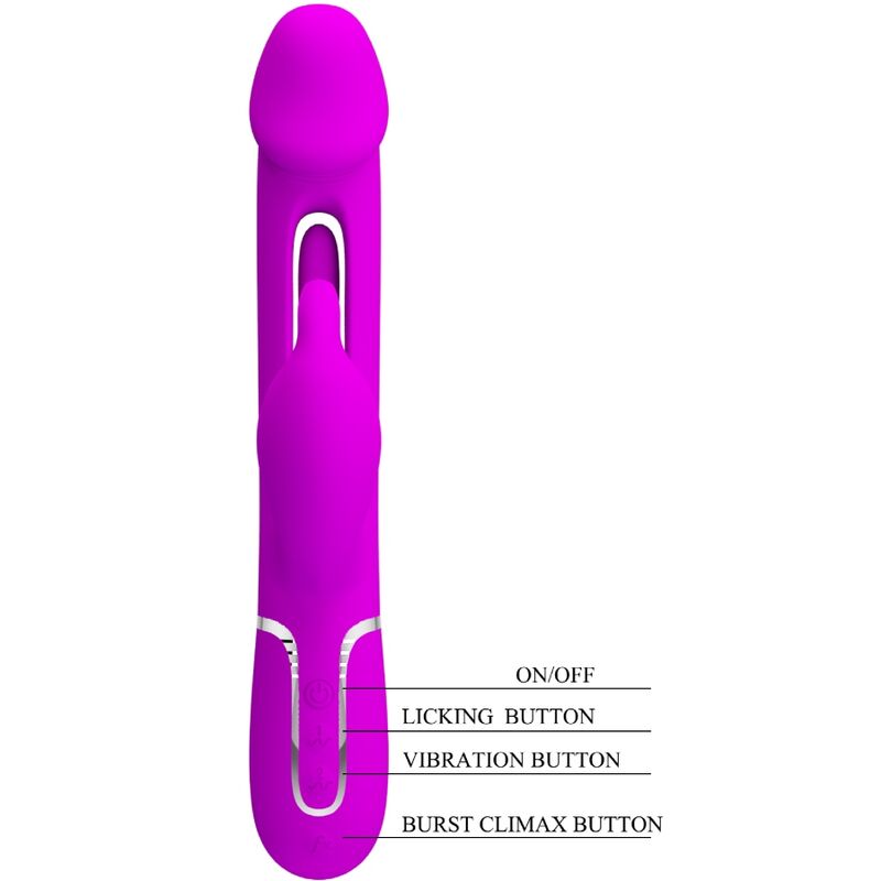 PRETTY LOVE - KAMPAS VIBRATORE CONIGLIO MULTIFUNZIONE 3 IN 1 CON LINGUA FUCSIA