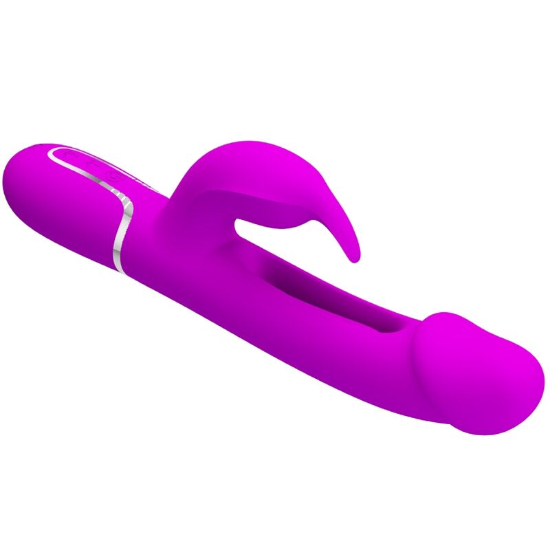 PRETTY LOVE - KAMPAS VIBRATORE CONIGLIO MULTIFUNZIONE 3 IN 1 CON LINGUA FUCSIA