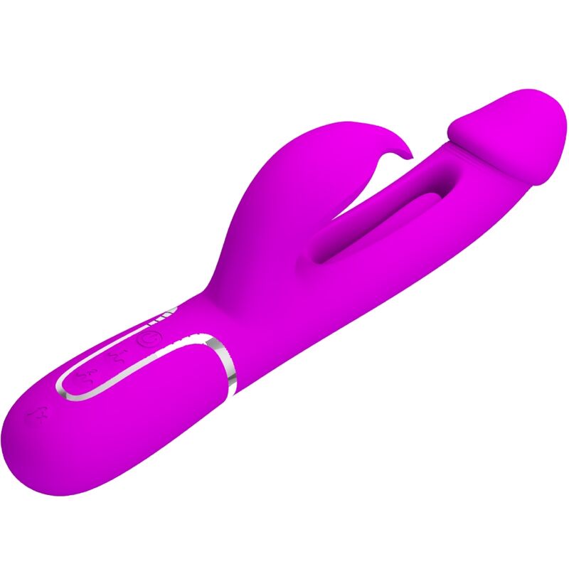 PRETTY LOVE - KAMPAS VIBRATORE CONIGLIO MULTIFUNZIONE 3 IN 1 CON LINGUA FUCSIA