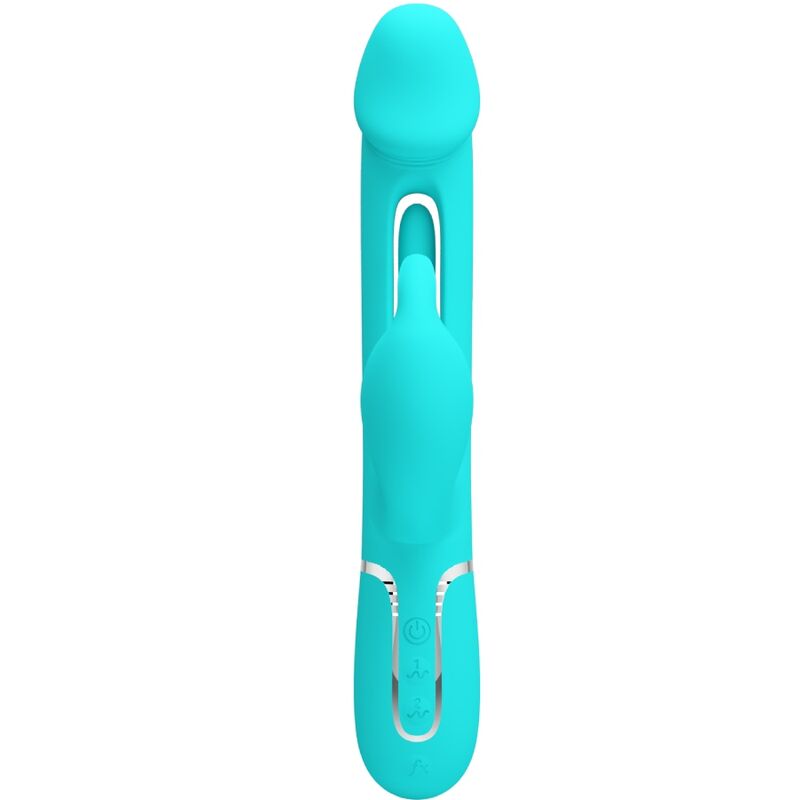 PRETTY LOVE - VIBRATORE CONIGLIO MULTIFUNZIONE 3 IN 1 KAMPAS CON LINGUA VERDE ACQUA