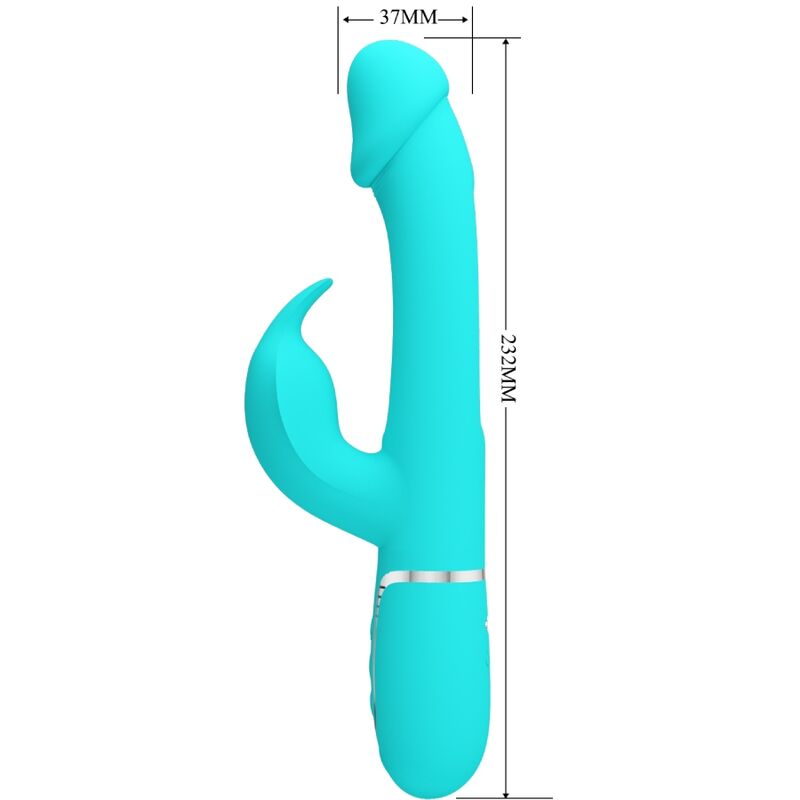PRETTY LOVE - VIBRATORE CONIGLIO MULTIFUNZIONE 3 IN 1 KAMPAS CON LINGUA VERDE ACQUA